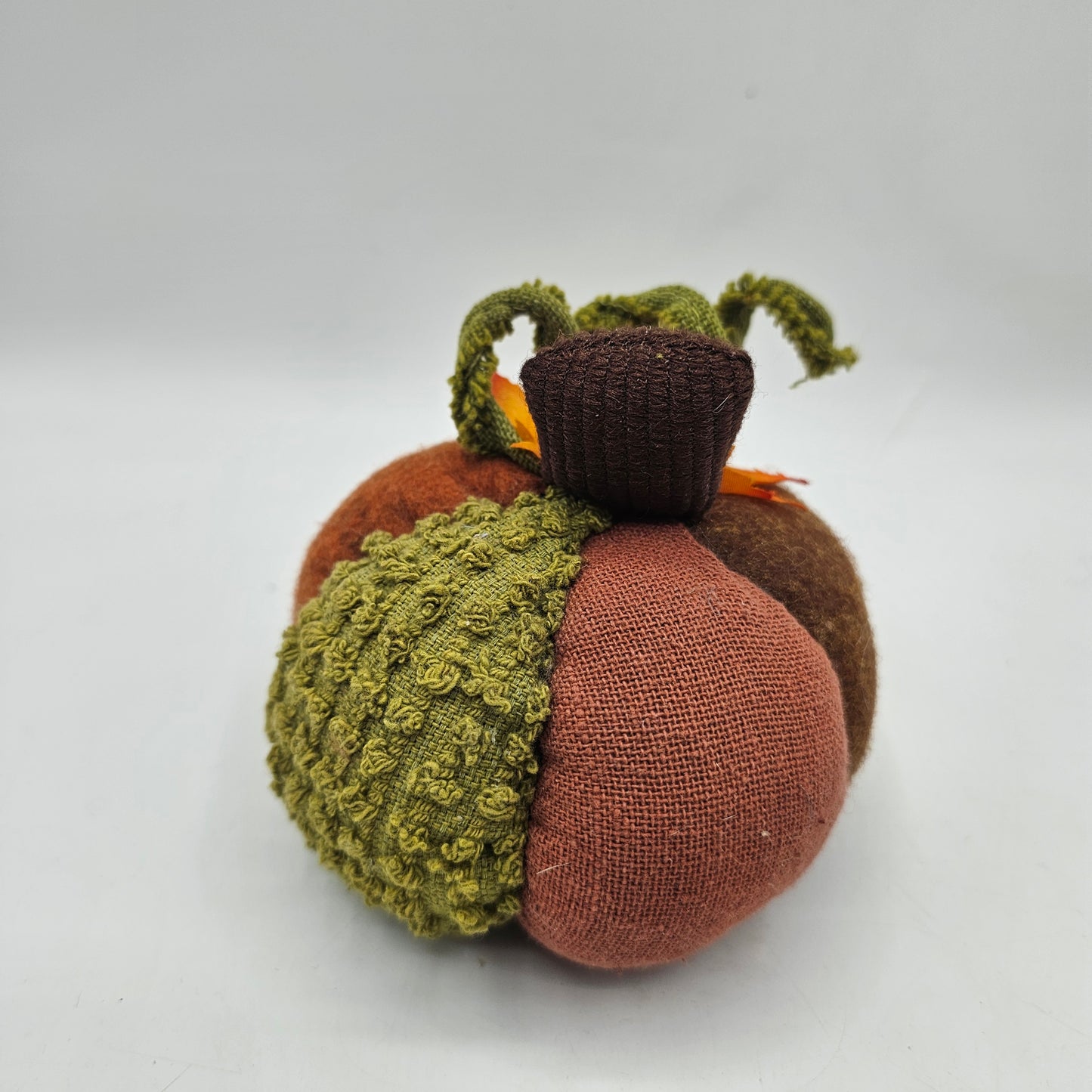 Felt and Fabric Pumpkin with Leaf and Tendril