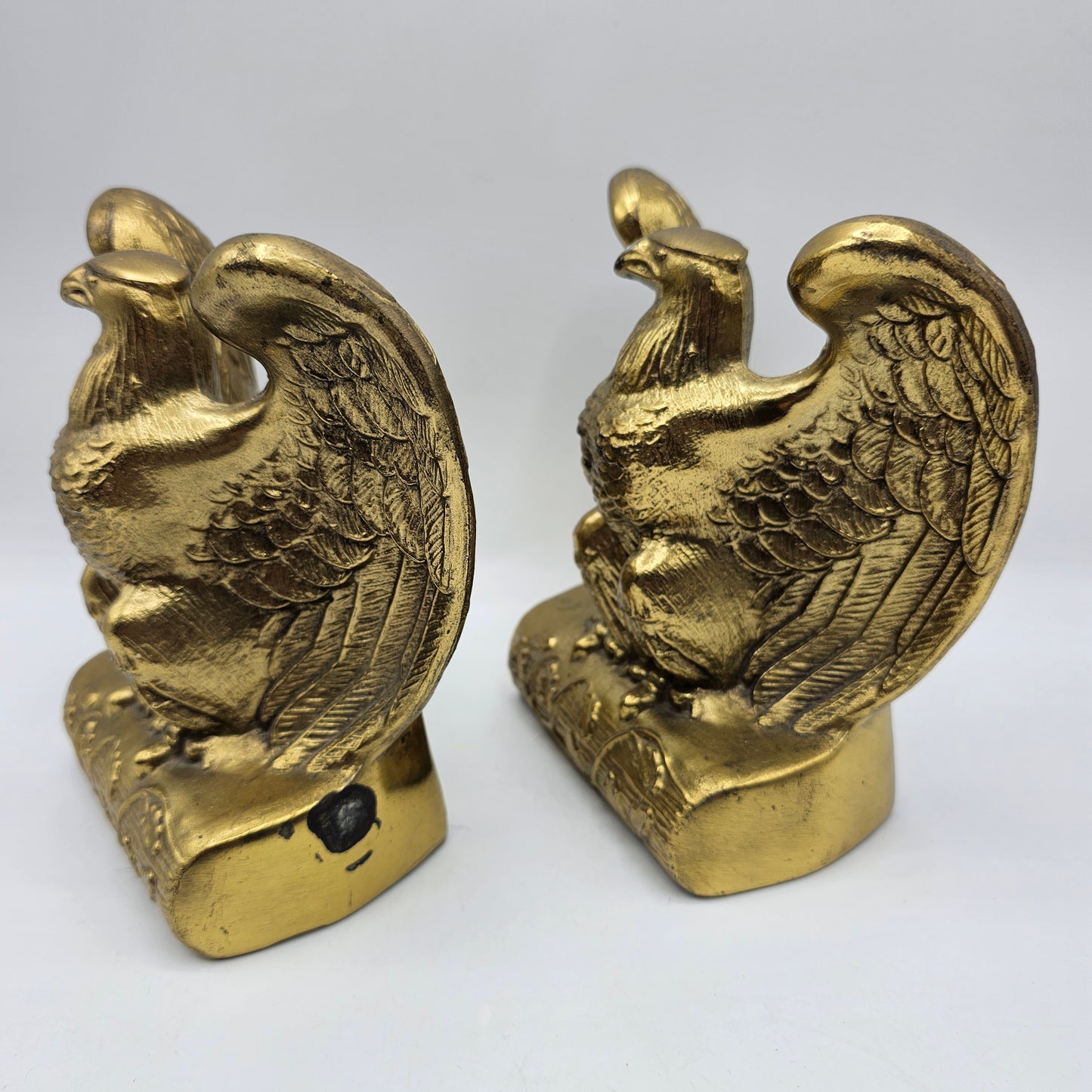 Vintage Gold Tone Brass Majestic Eagle Bookends
