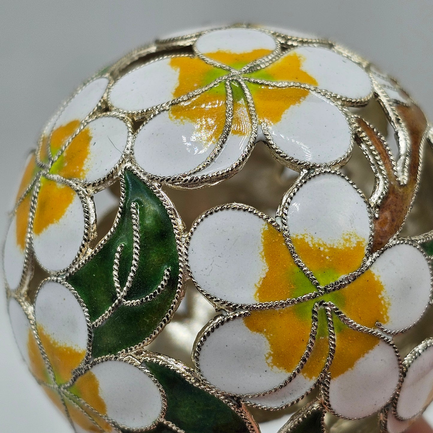 Cloisonne Enamel On Metal Flower Christmas Ball Ornament