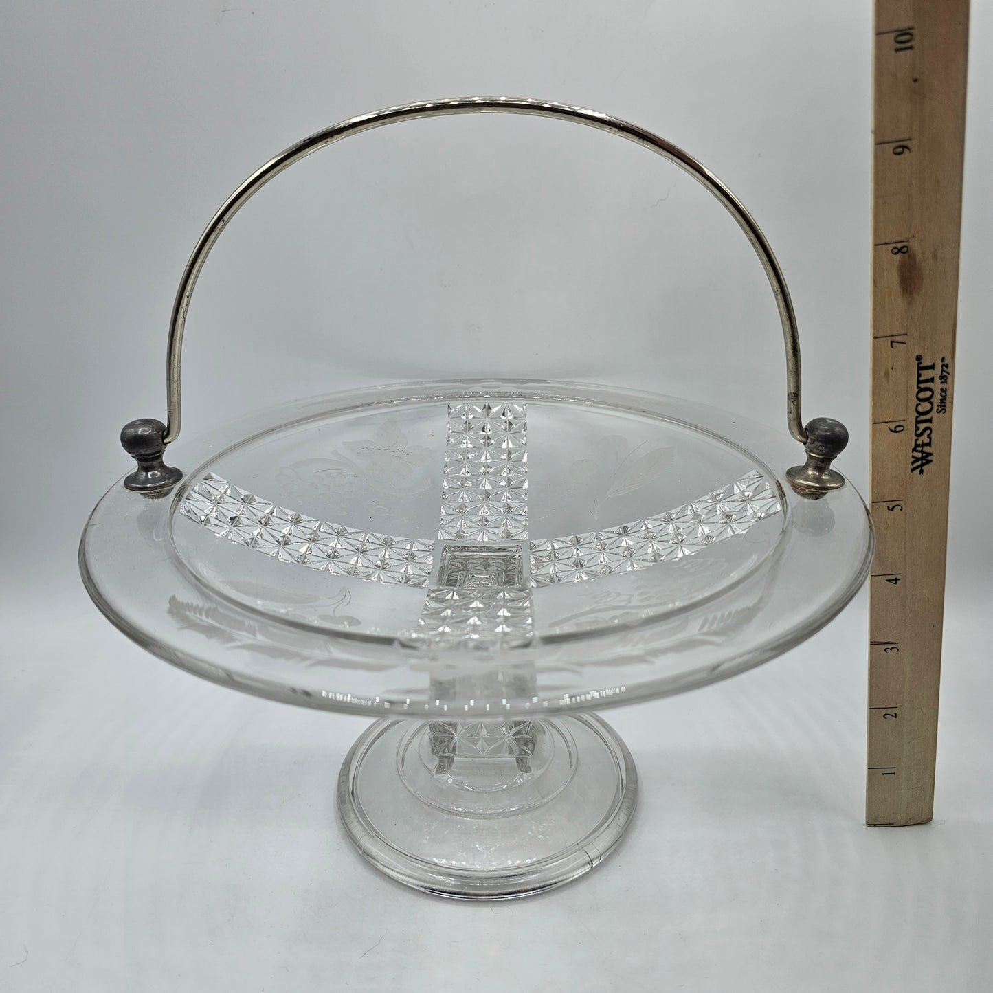 EAPG Vintage Pressed Glass Bridal basket with Handle