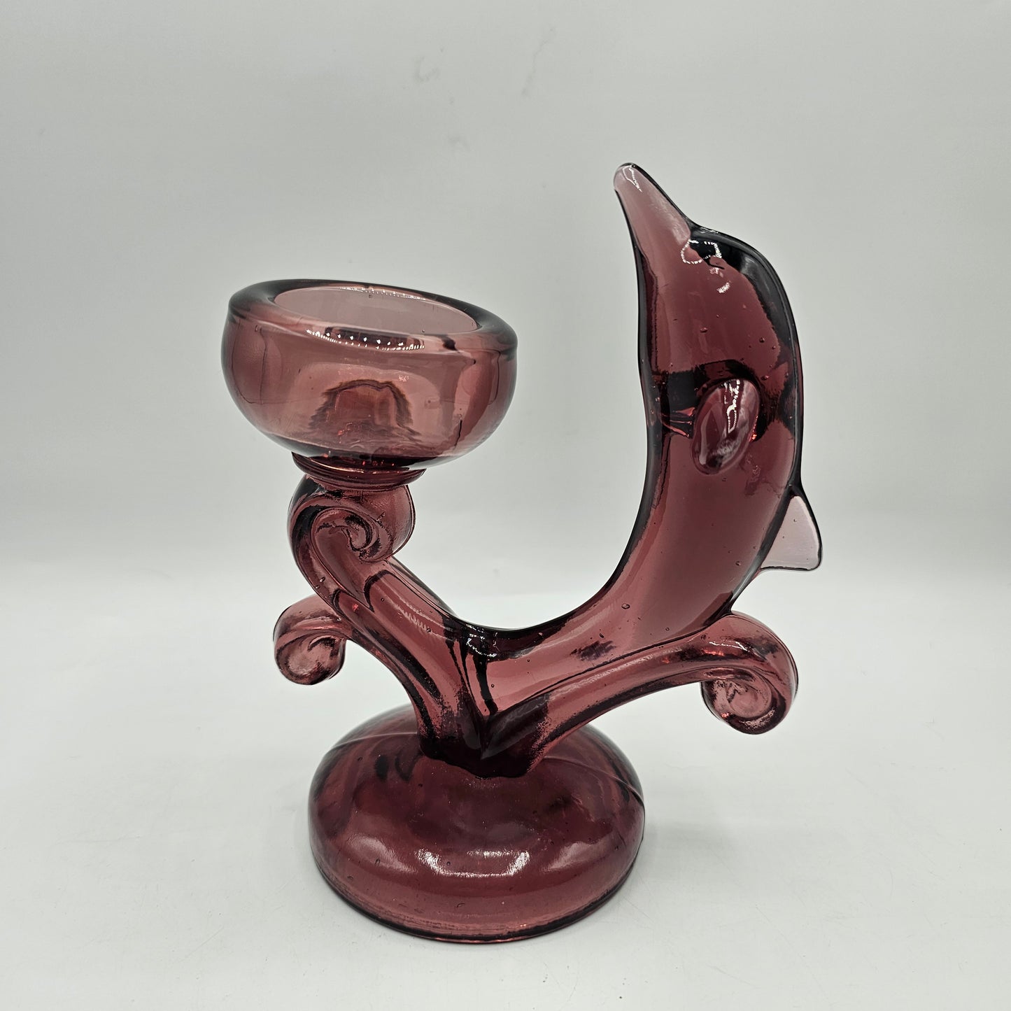 Purple Dolphin Glass Candlestick