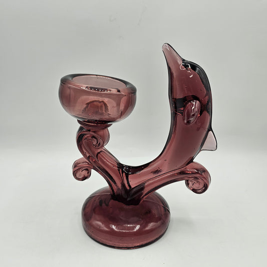 Purple Dolphin Glass Candlestick