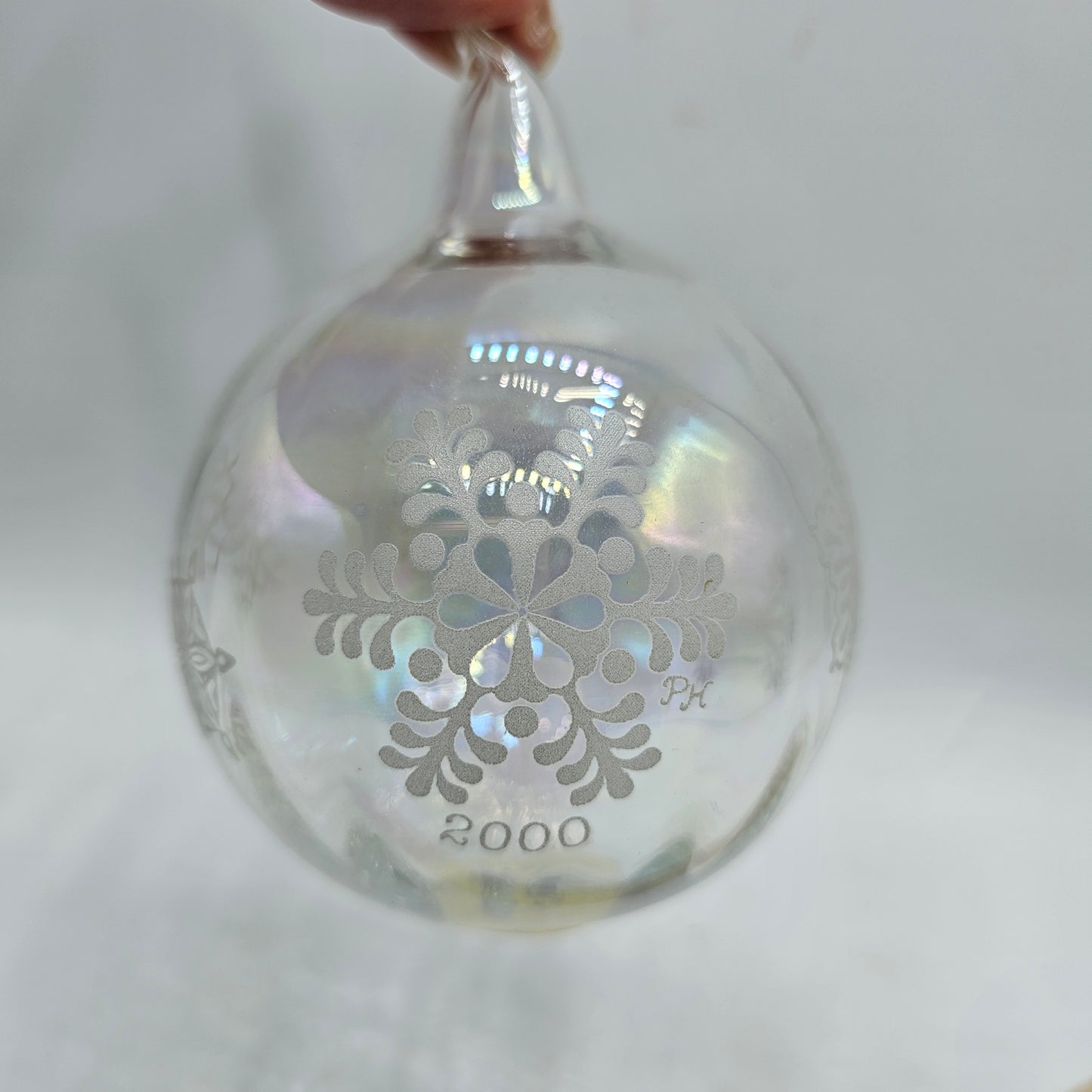 Princess House Crystal Snowflake Year 2000 Blown Glass Ornament with Hook