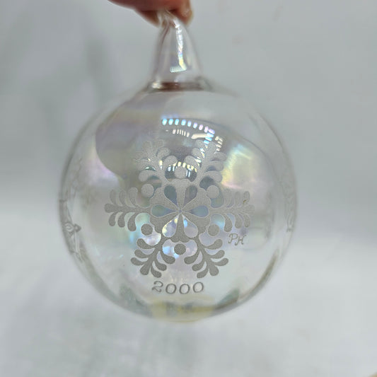 Princess House Crystal Snowflake Year 2000 Blown Glass Ornament with Hook