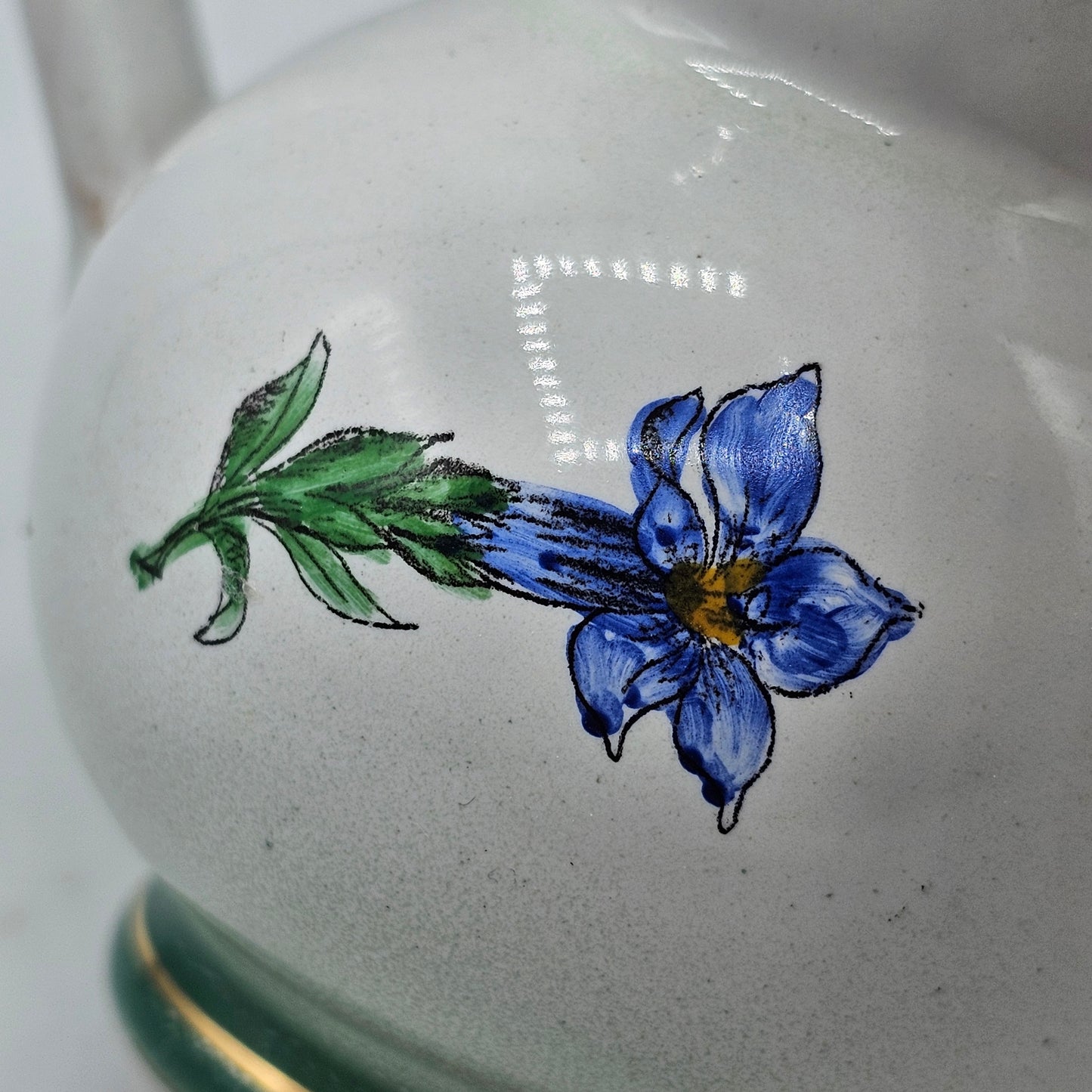 Hand Painted Pottery Individual Creamer with Flowers (damage noted)