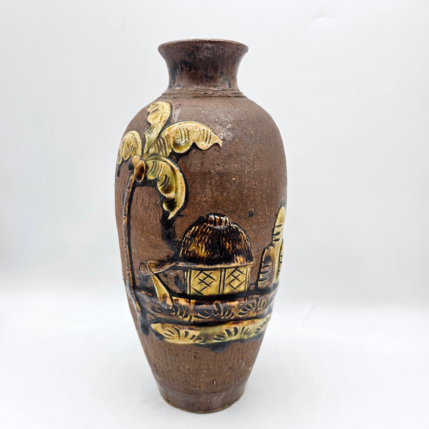 Vintage Japanese Ceramic on Clay Vase
