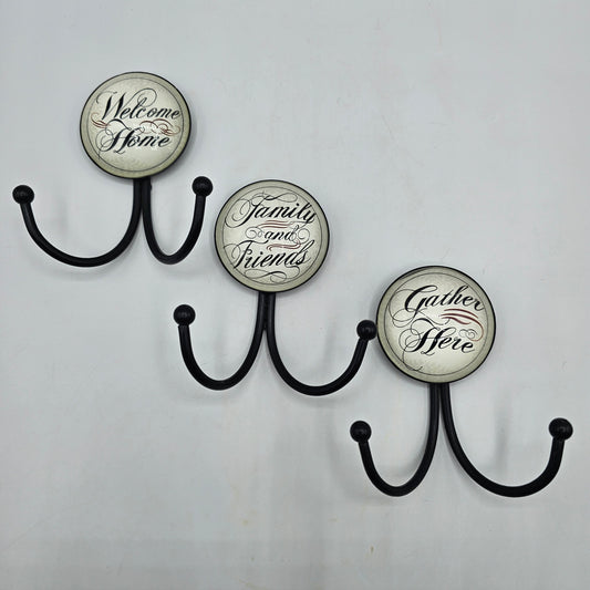 Metal and Button Coat Hooks to Welcome Family and Friends - Set of 3