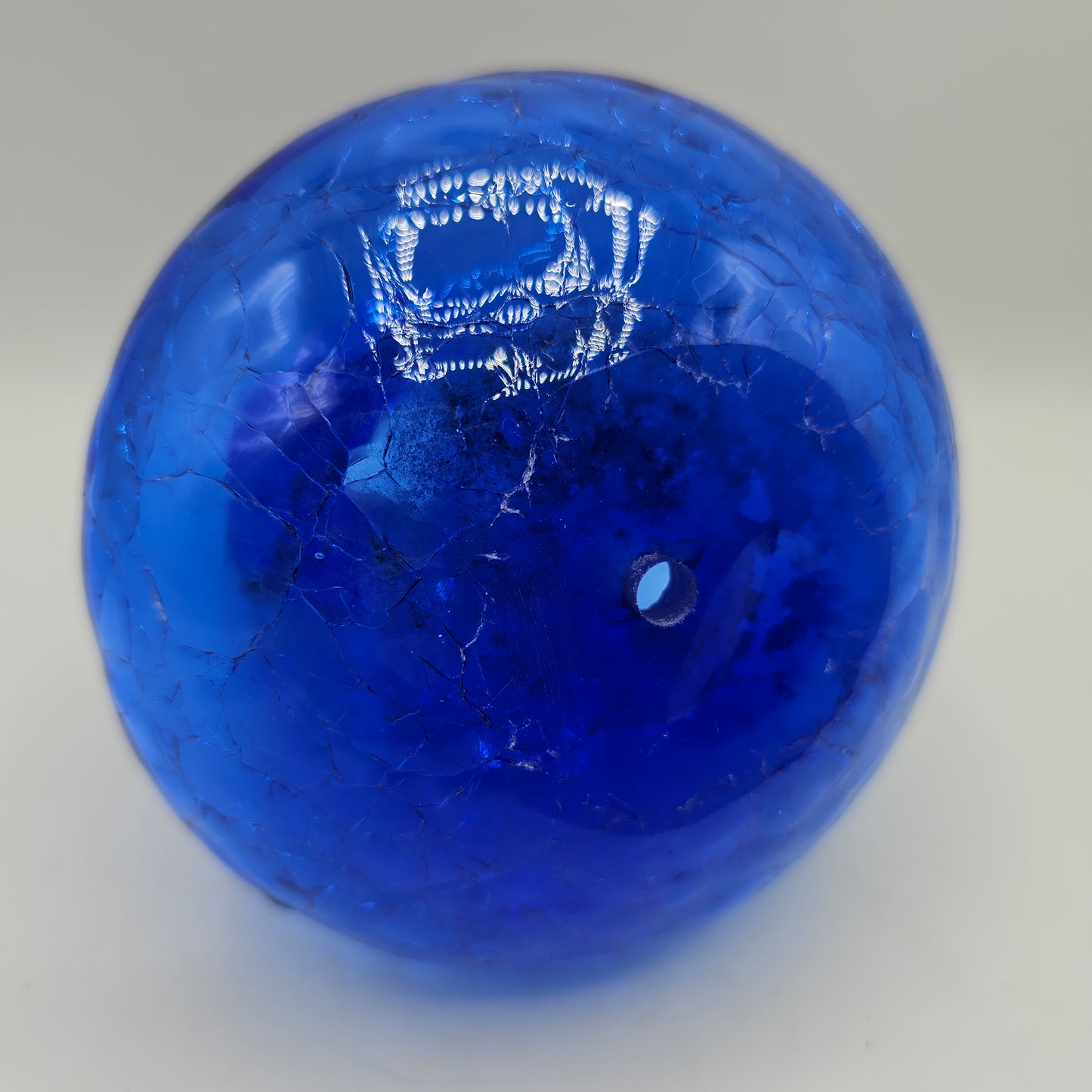 Cobalt Blue Crackle Glass Plant or Candle Holder