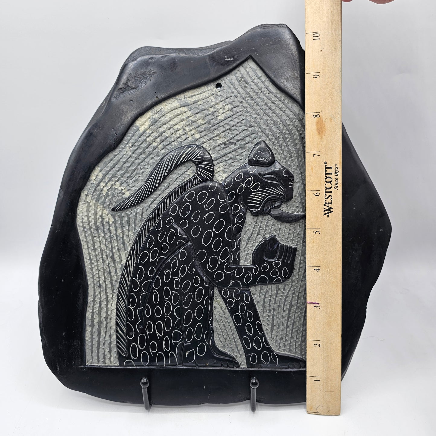 The Jaguar - Artisan Etching on Slate by Elvin Camal, San Jose Succotz, Belize