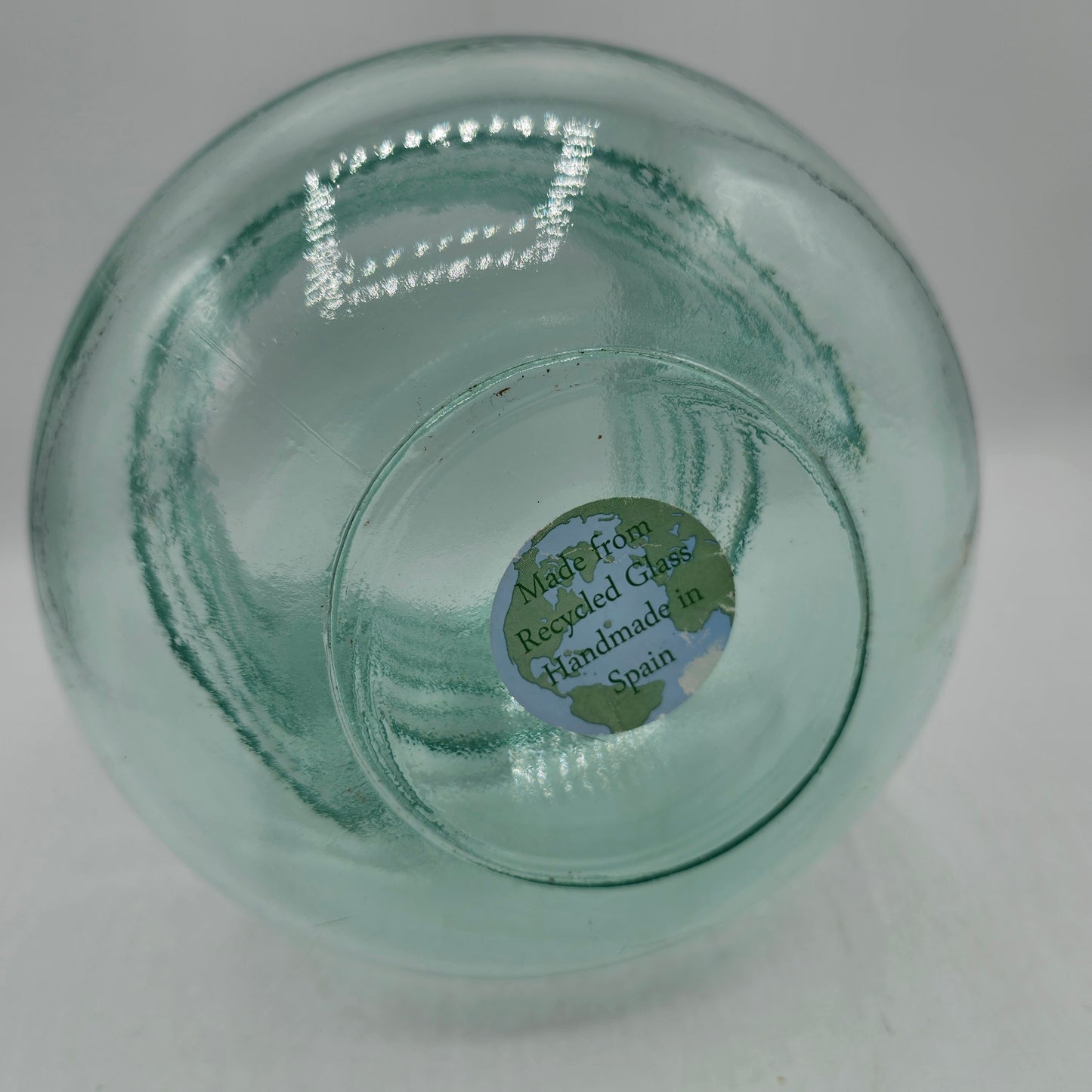 Large Recycled Glass Vase /Candle Holder or Ornament Display with Ribbed Top