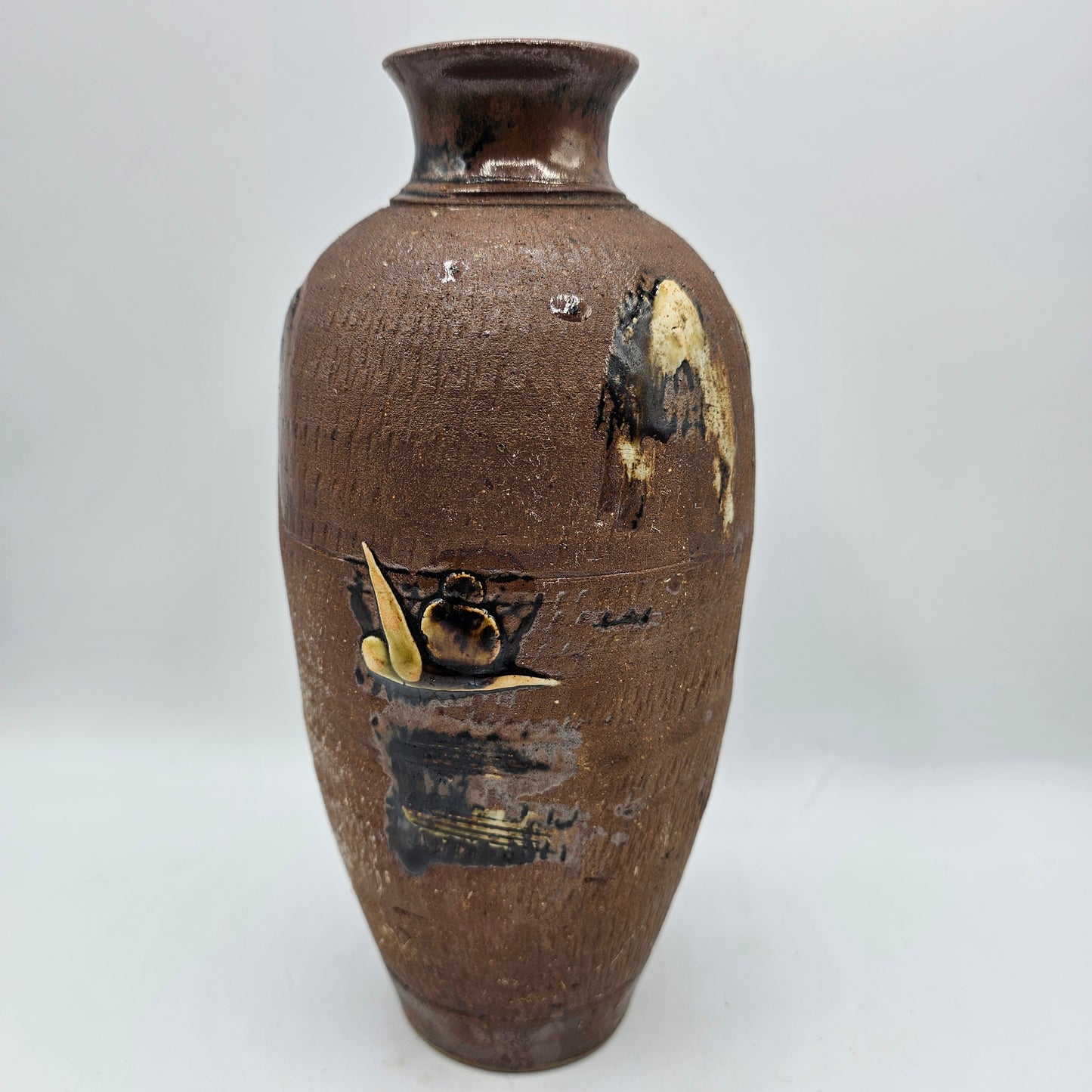 Vintage Japanese Ceramic on Clay Vase