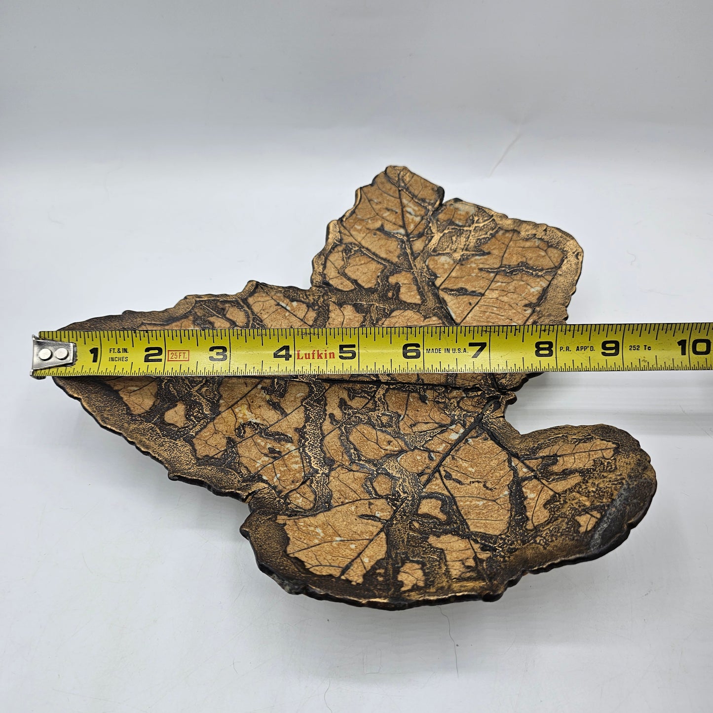 Art Pottery Leaf Tray with Gold Gilt - Artisan Signed