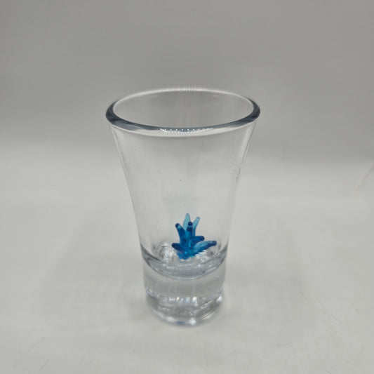 Tequila Jalisco, Mexico Etched Shot Glass with Blue Glass Agave Cactus Inside