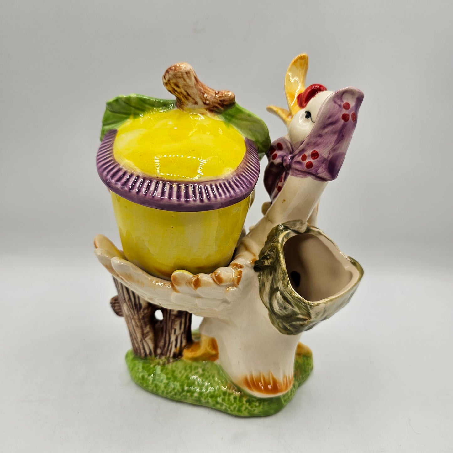 Vintage Ceramic Duck and Fruit Themed Jelly Server - Apples