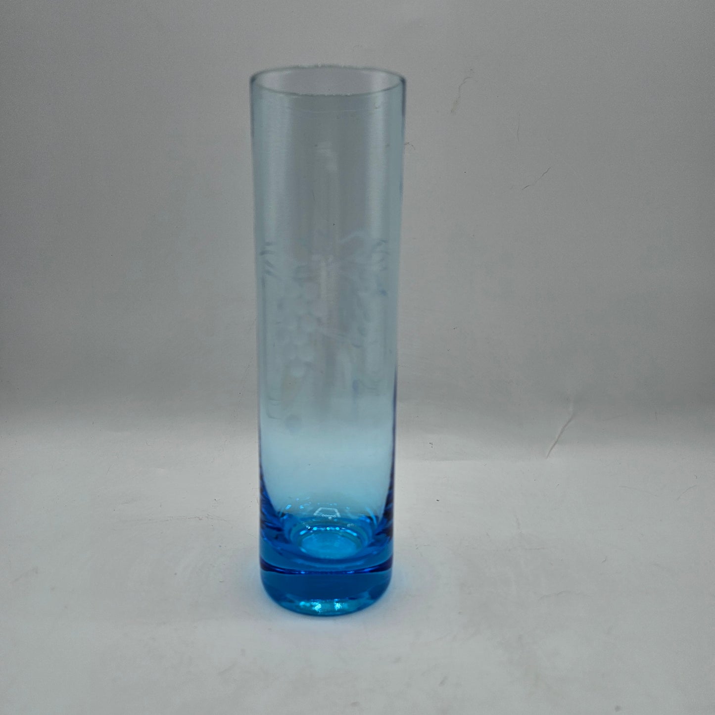 Kronos Etched Blue Glass Bud Vase - Made in Poland #1
