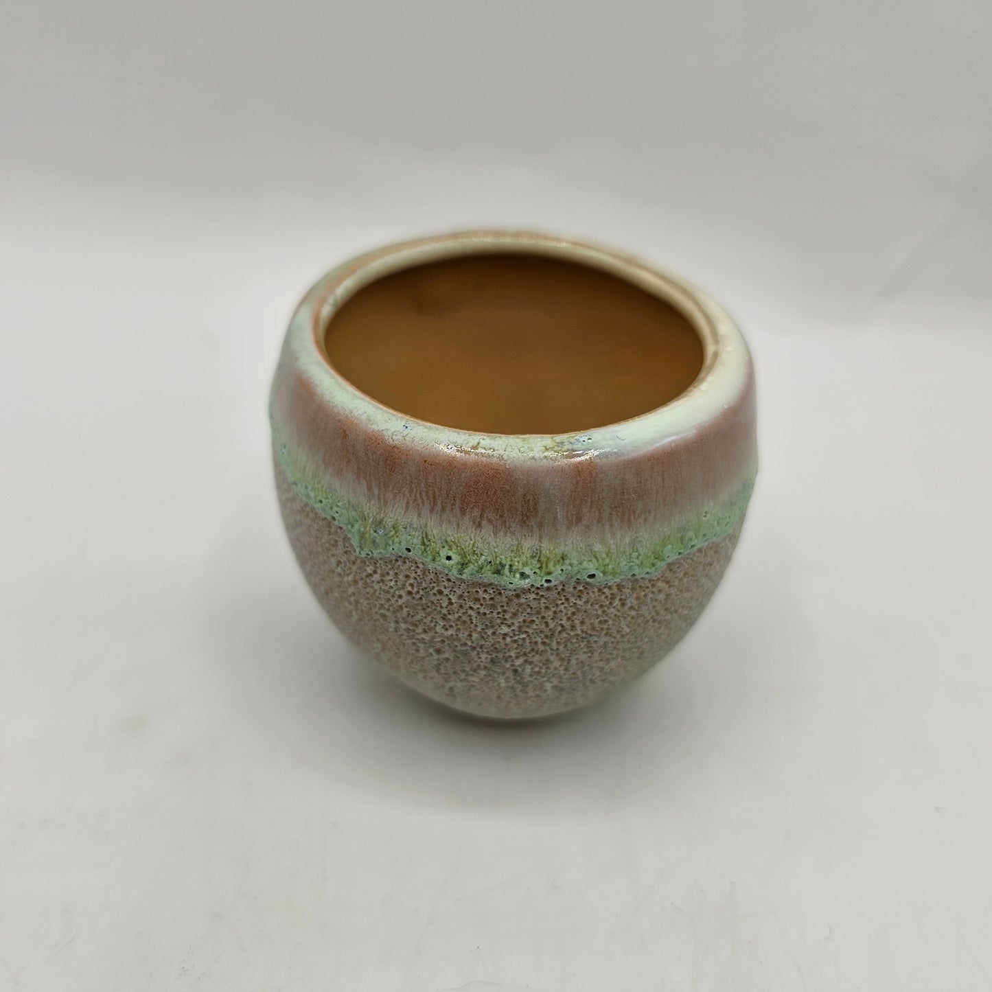 Art Pottery Sea Green Drip Glaze Mini Succulent Planter with Drainage Hole