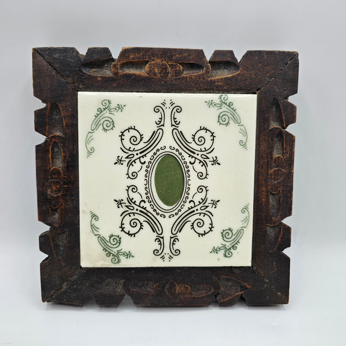 Vintage Wood Framed Tile Trivet