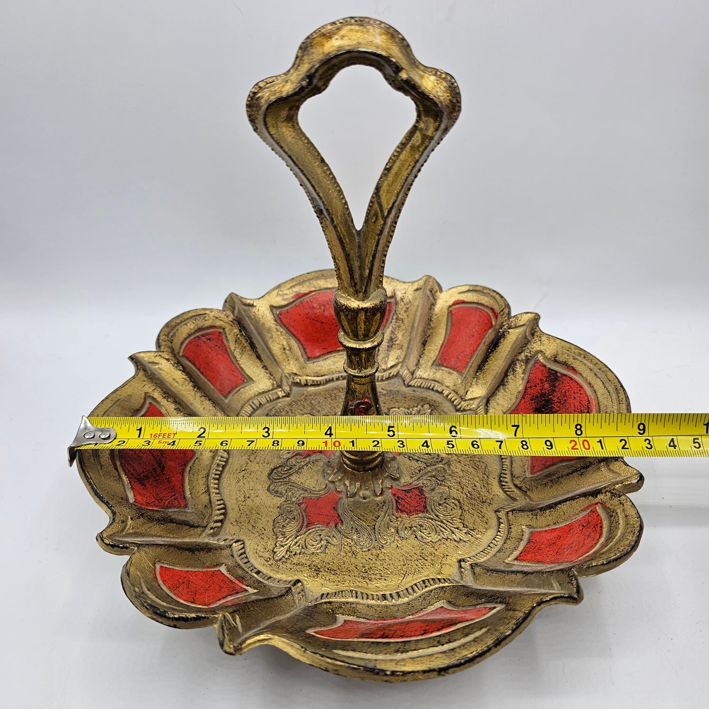 Vintage Italian Florentine Tidbit Serving Tray with Handle