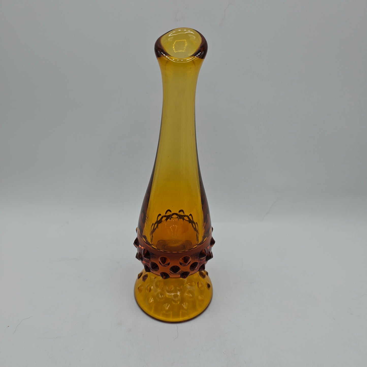 Fenton Amber Small Swung Glass Vase with Hobnail Detail