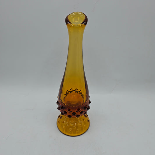 Fenton Amber Small Swung Glass Vase with Hobnail Detail
