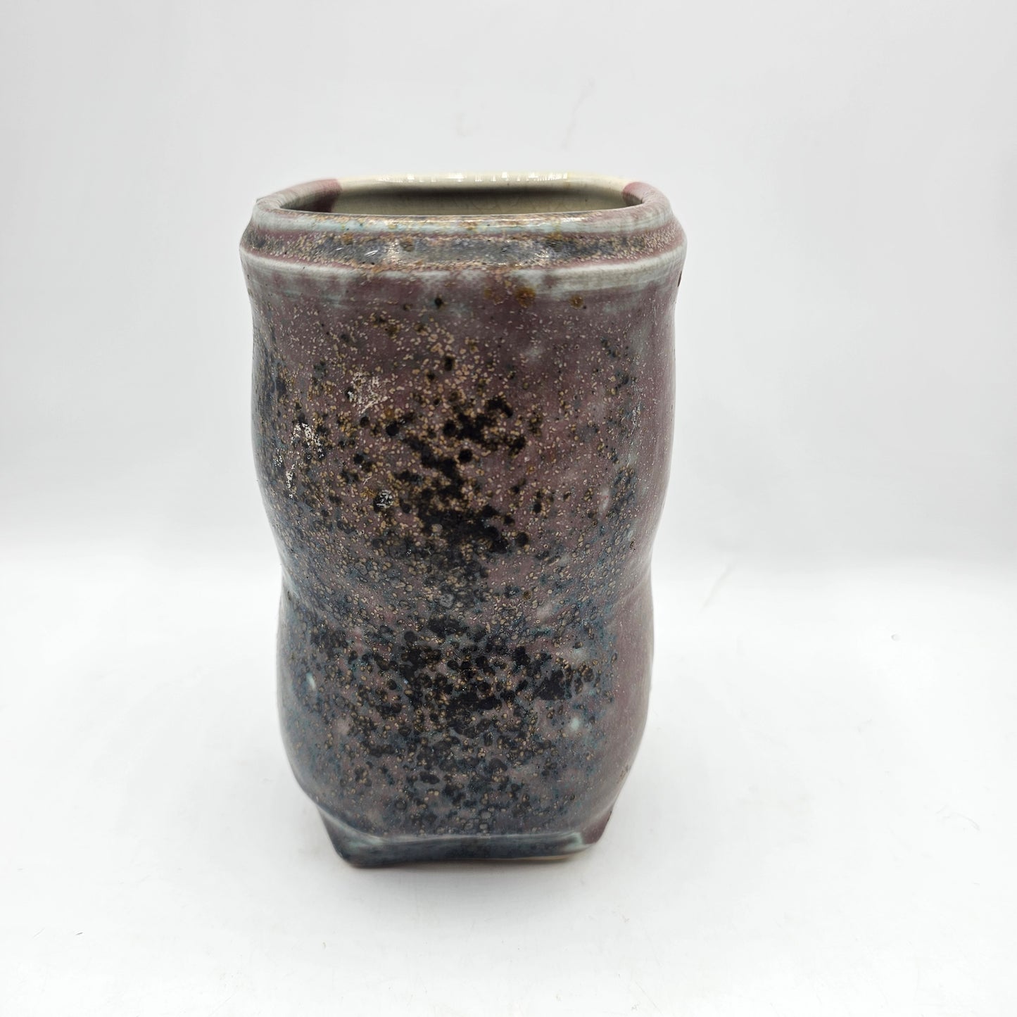 Glazed Artisan Pottery Square Top Vase