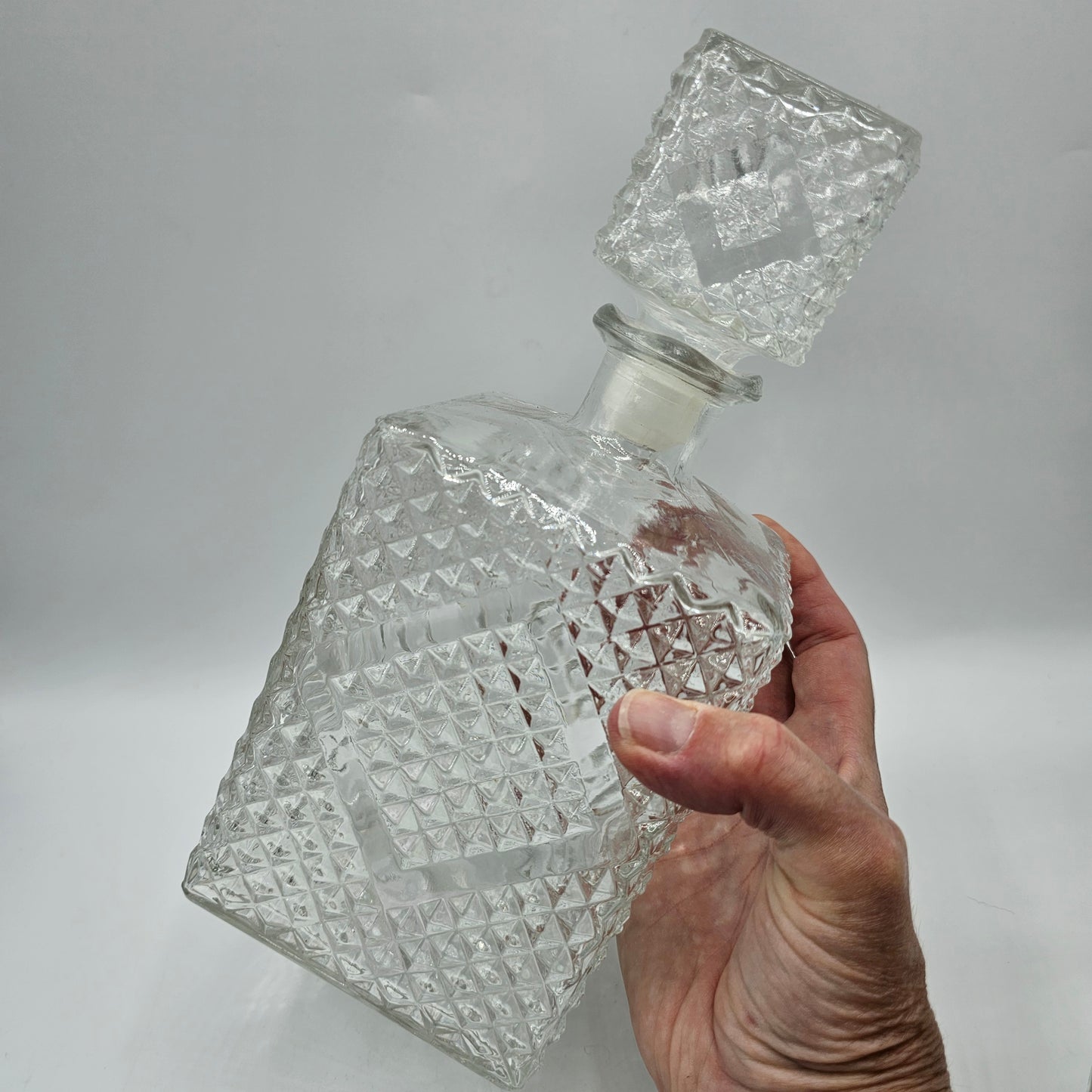 Vintage Hobnail Glass  Decanters with Original Stoppers - Set of 2