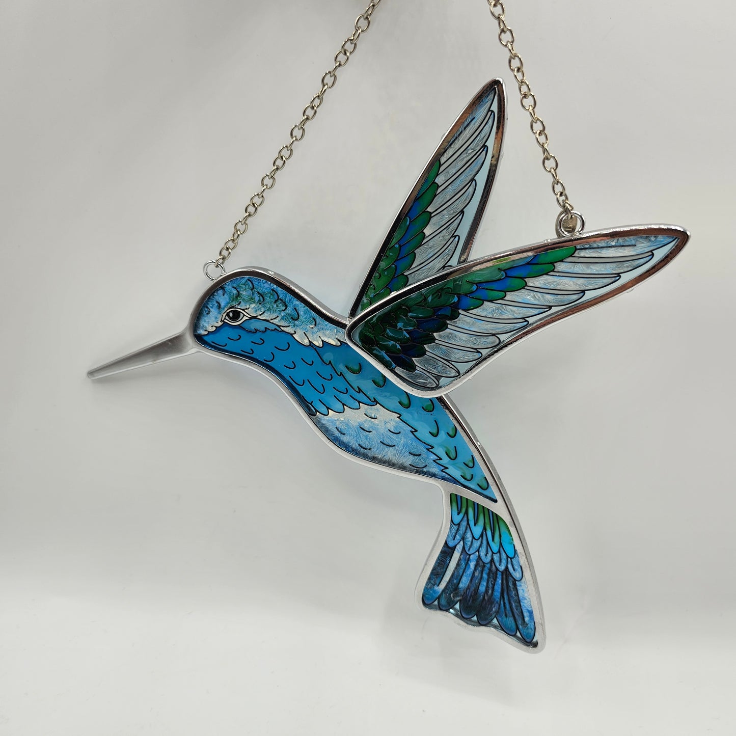 Amia Handpainted Glass Hummingbird Suncatcher with Chain and Ring for Hanging
