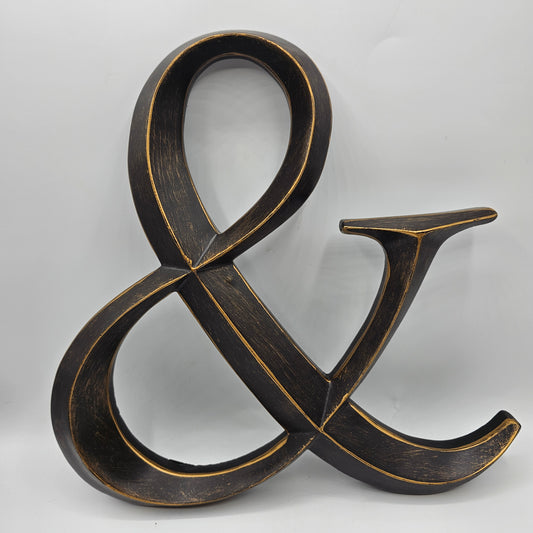 12" Bronze Finish Painted Resin & Ampersand Wall Hanging Decor
