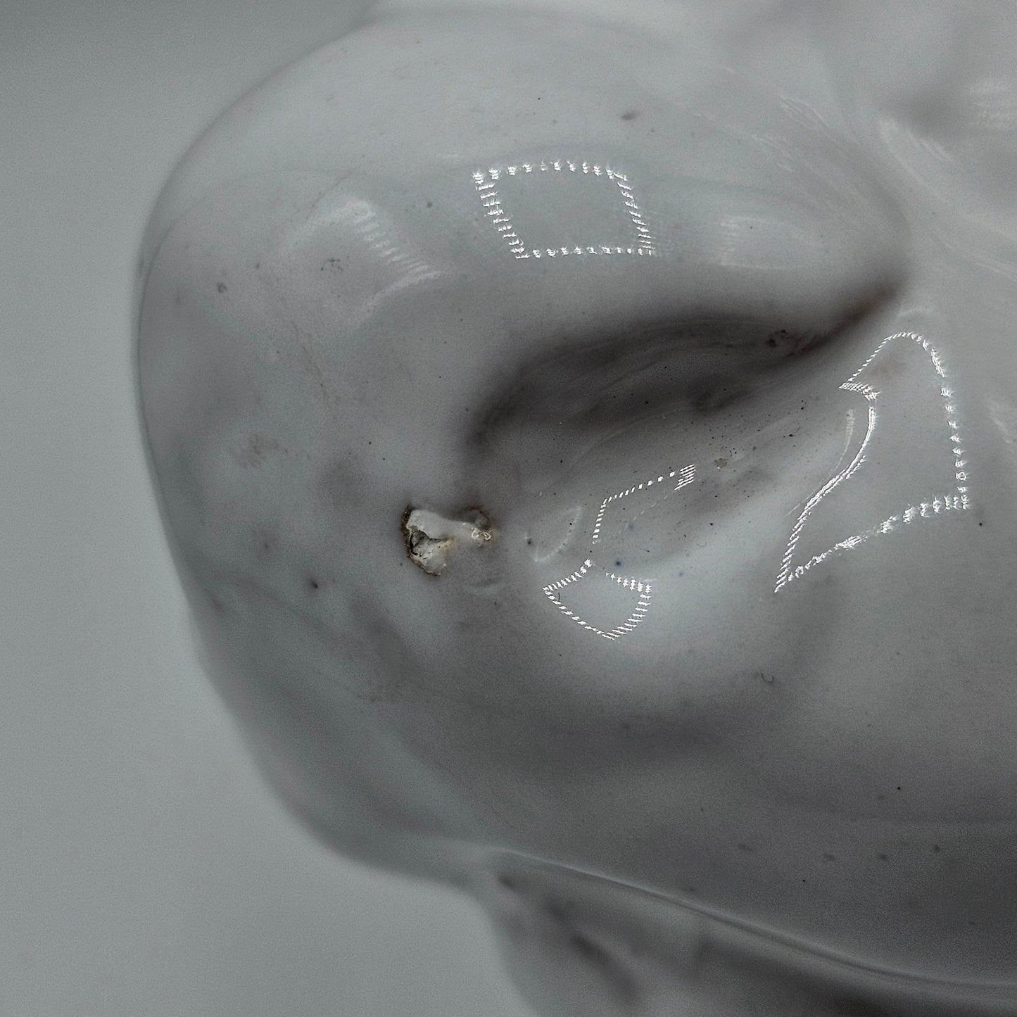 Glazed White Ceramic Bull Head Wall Pocket