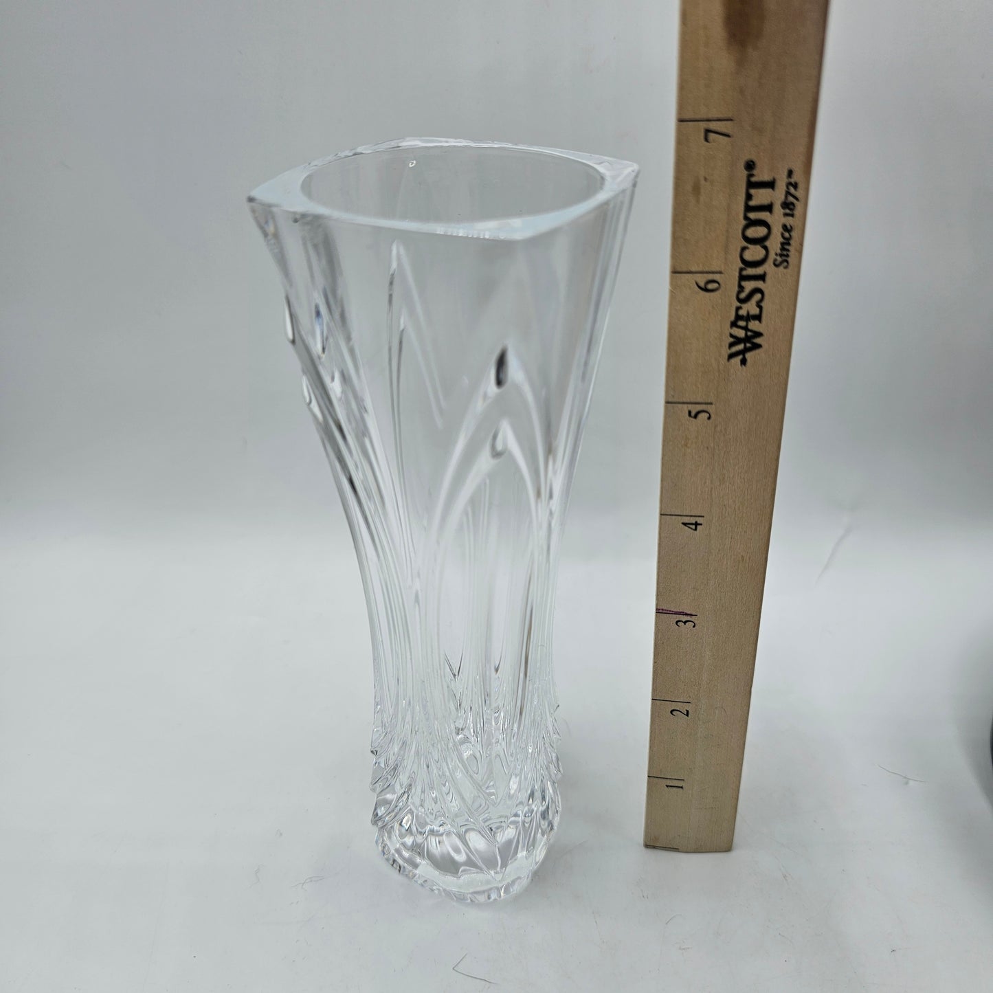 Crystal Bud Vase with Pulled Curtain Design and Flared Top