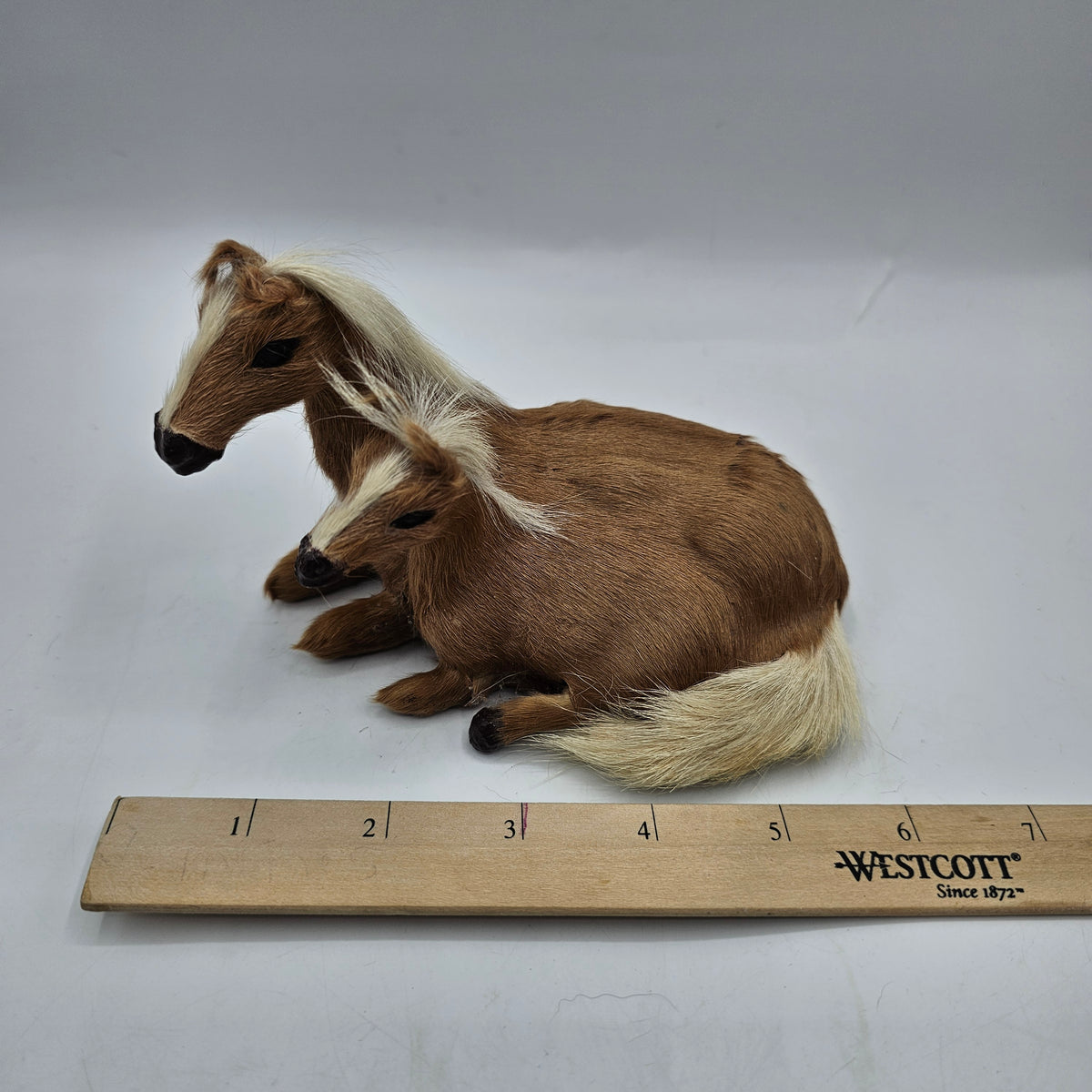 Vintage Mare and Foal Horse Figurine with Real Hair