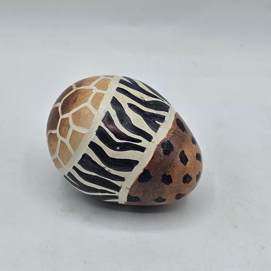 Etched and Painted Safari Animal Print Soapstone Egg
