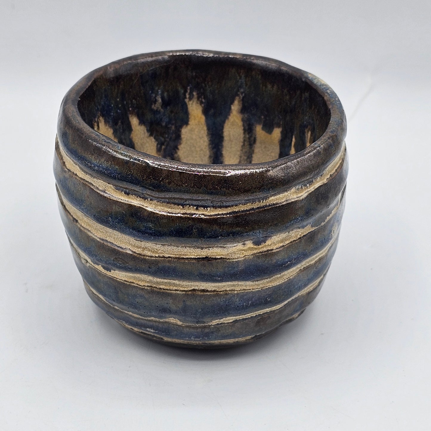 Artisan Pottery Painted Glazed Trinket Dish / Pencil Pot