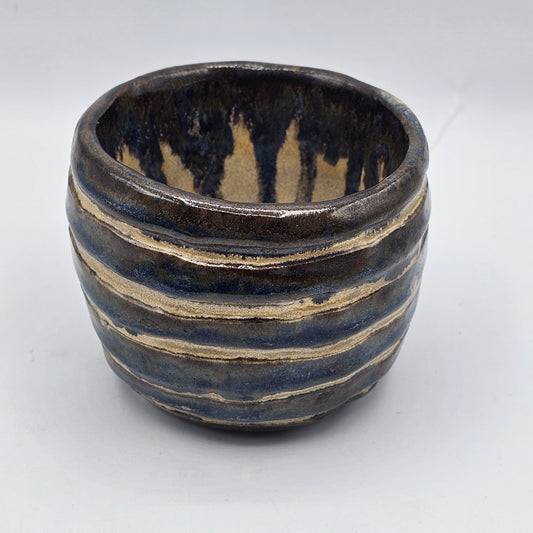Artisan Pottery Painted Glazed Trinket Dish / Pencil Pot