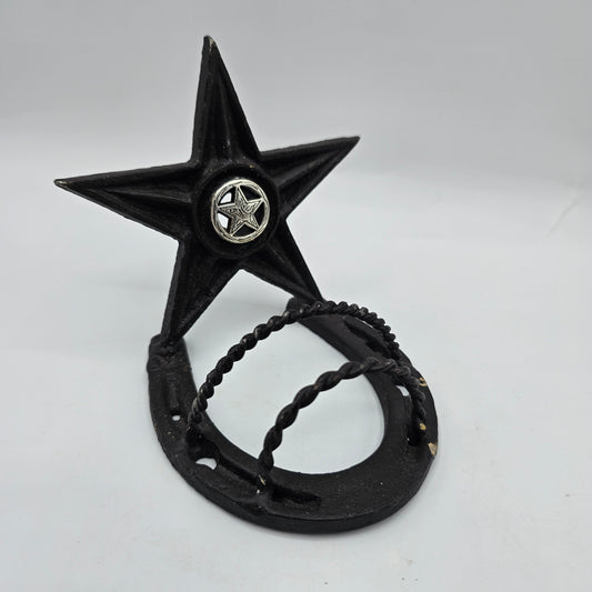 Western Style Metal Business Card Holder with Texas Star