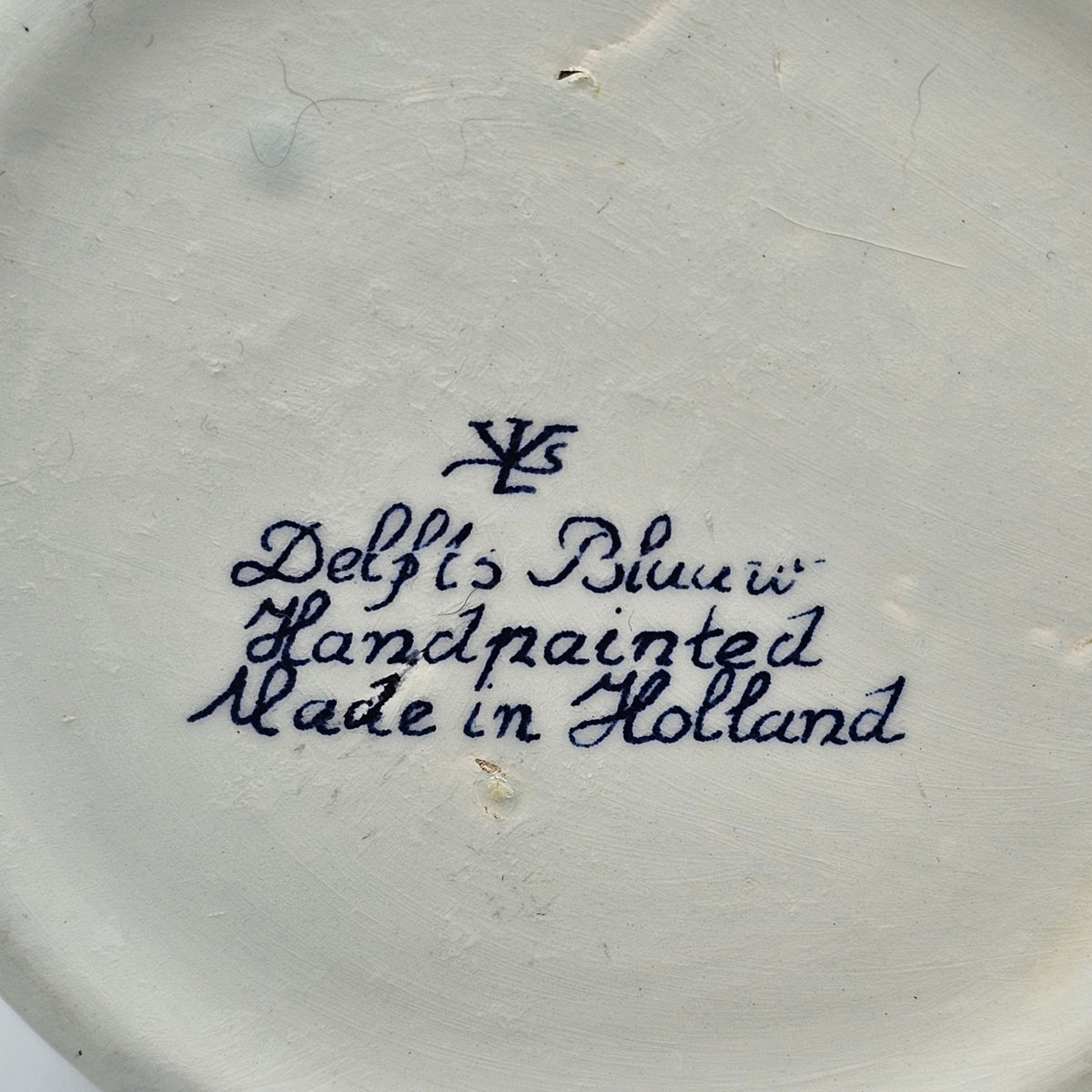 Vintage Delft Blue Tulip Bulb Pot with Windmill - Signed Made in Holland (damage noted)