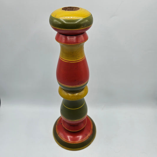 Vintage Turned and Painted Judaic Taper Candlestick Possibly from Germany and used for Shabbat