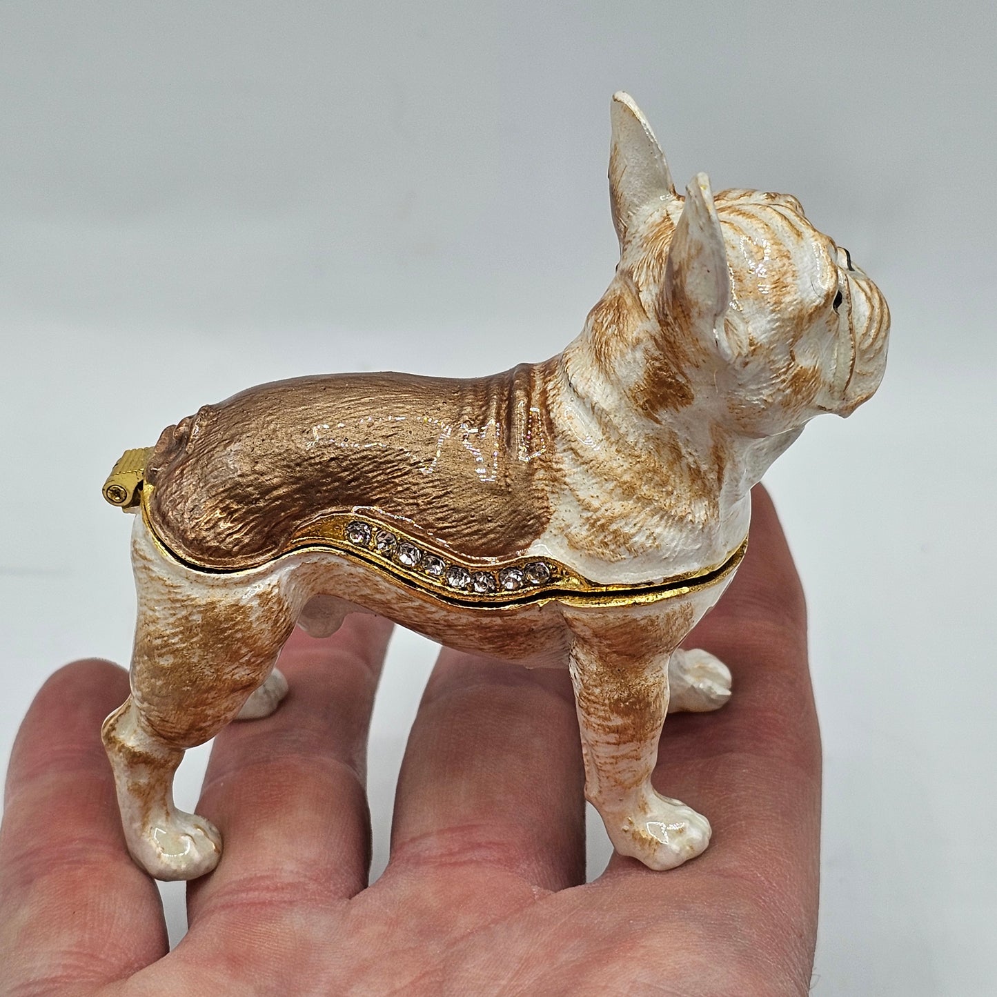 Bulldog Enameled Metal Trinket Box with Hinged Lid #2