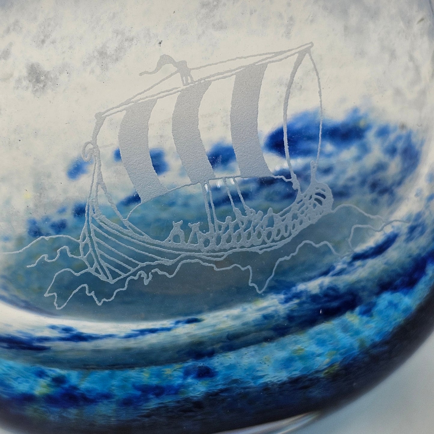 Caithness of Scotland Artisan Glass Longship on the Ocean Vase - Signed