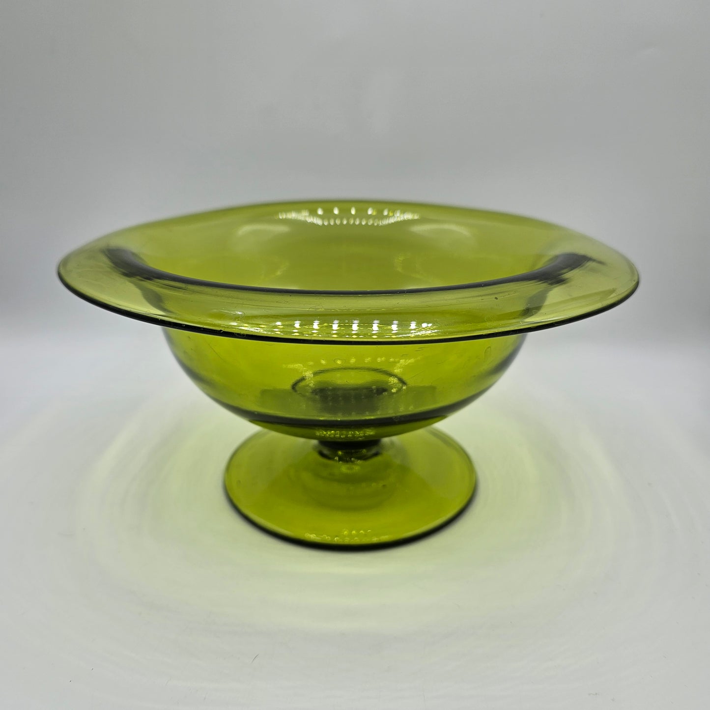 Vintage Indiana Glass Green Footed Pedestal Bowl