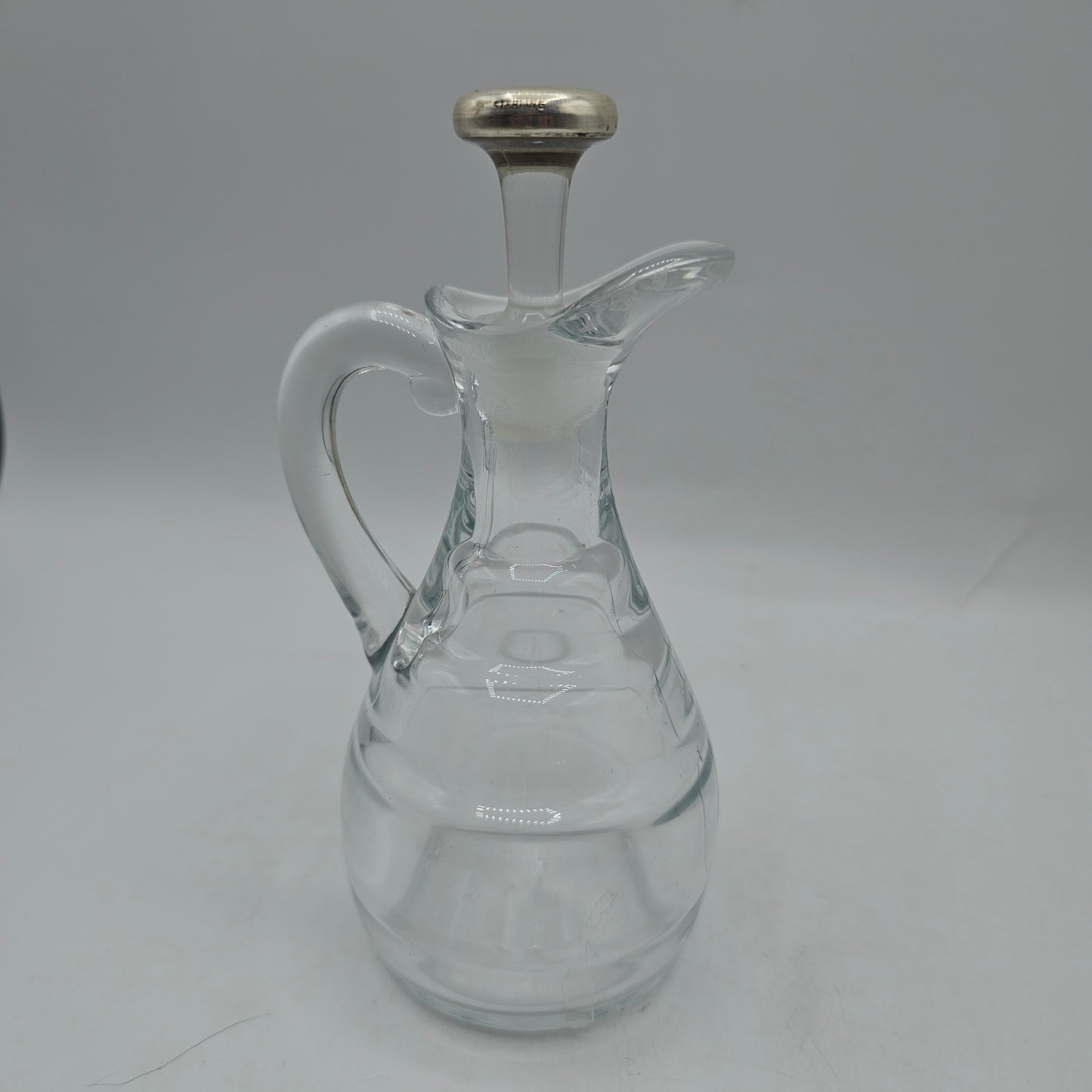 Clear Glass Cruet with Sterling Silver Topped Stopper