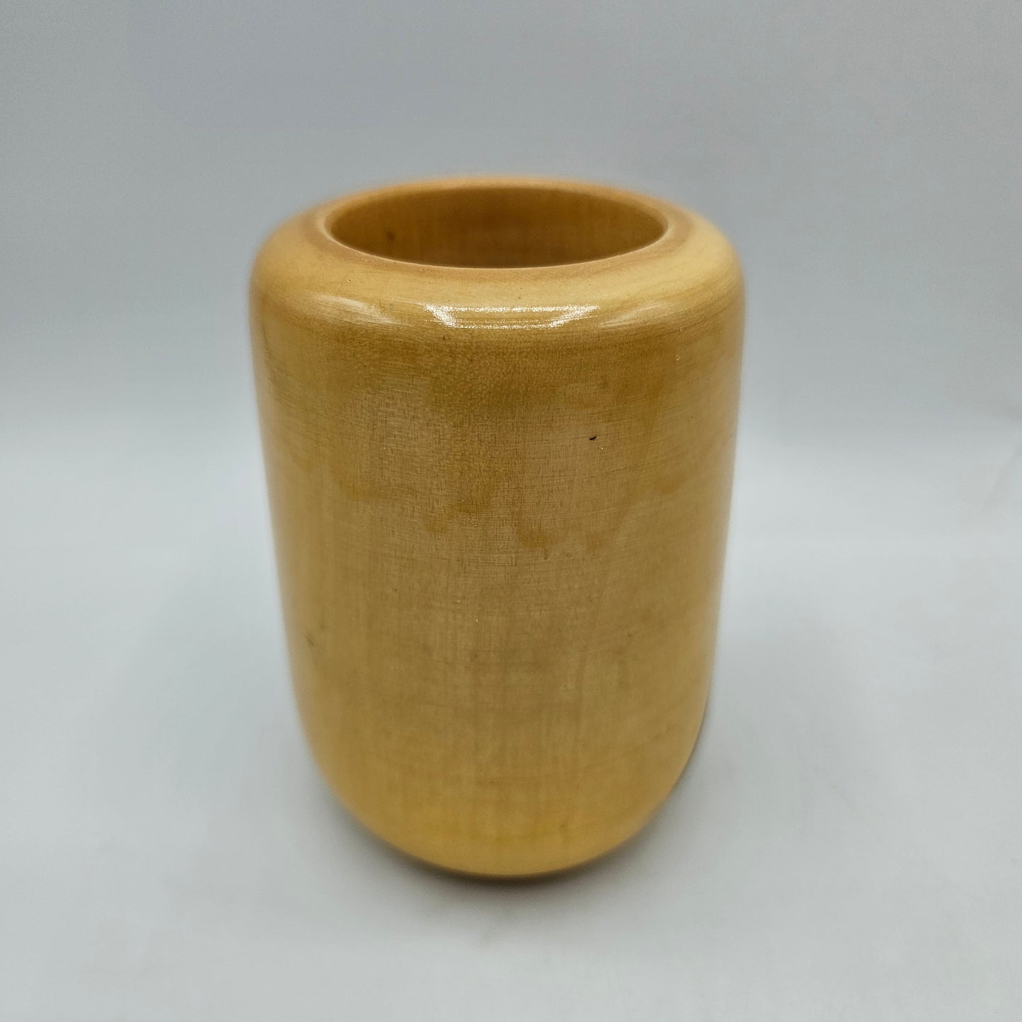 Kokeshi or Daruma Style Wooden Pencil Pot or Candle Holder - Signed, Made in Japan
