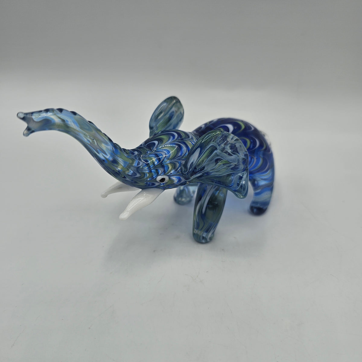Lenox Art Glass Swirled Elephant Figurine - Blue