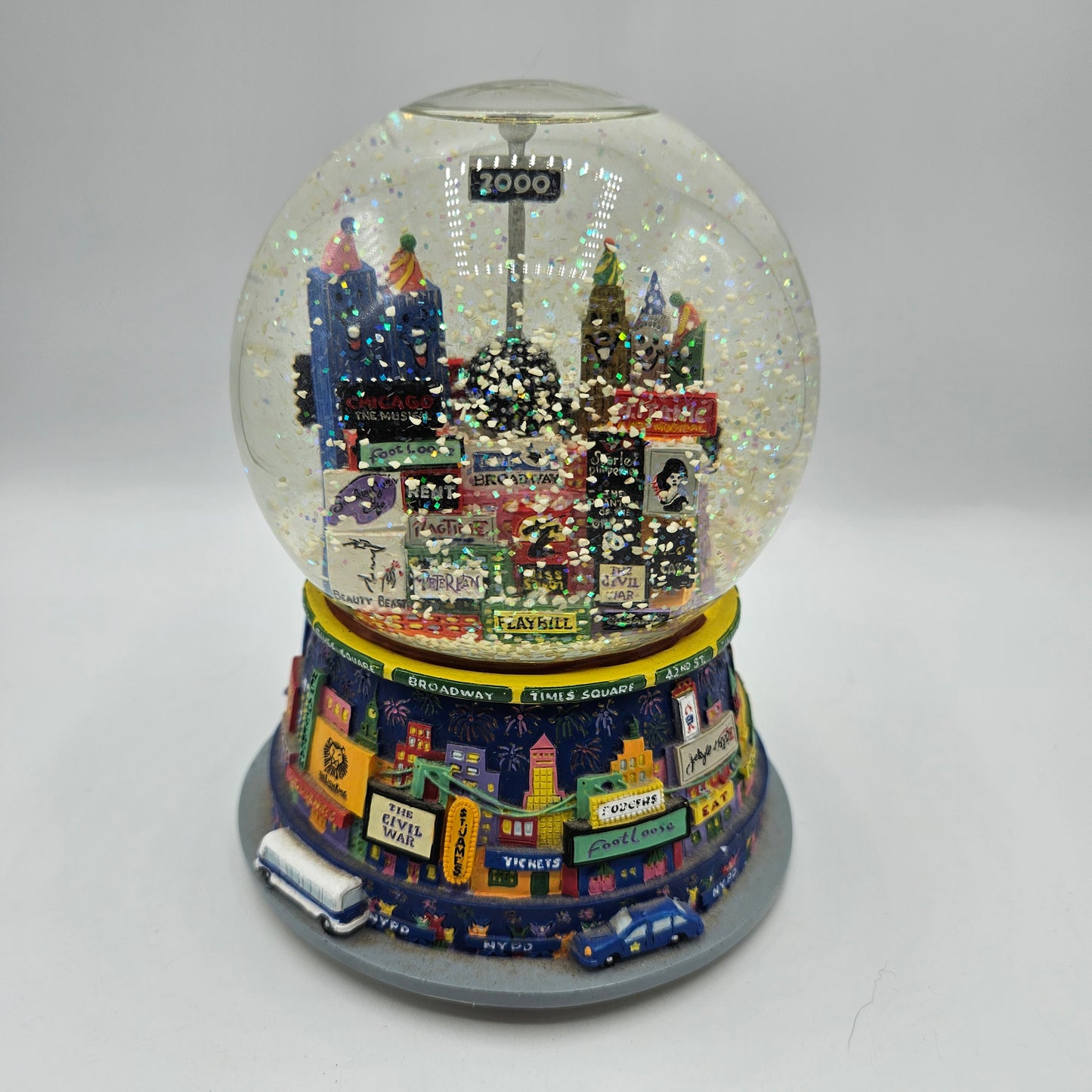Vintage Broadway Musical  Times Square 2000 New York City Skyline Musical Snow Globe