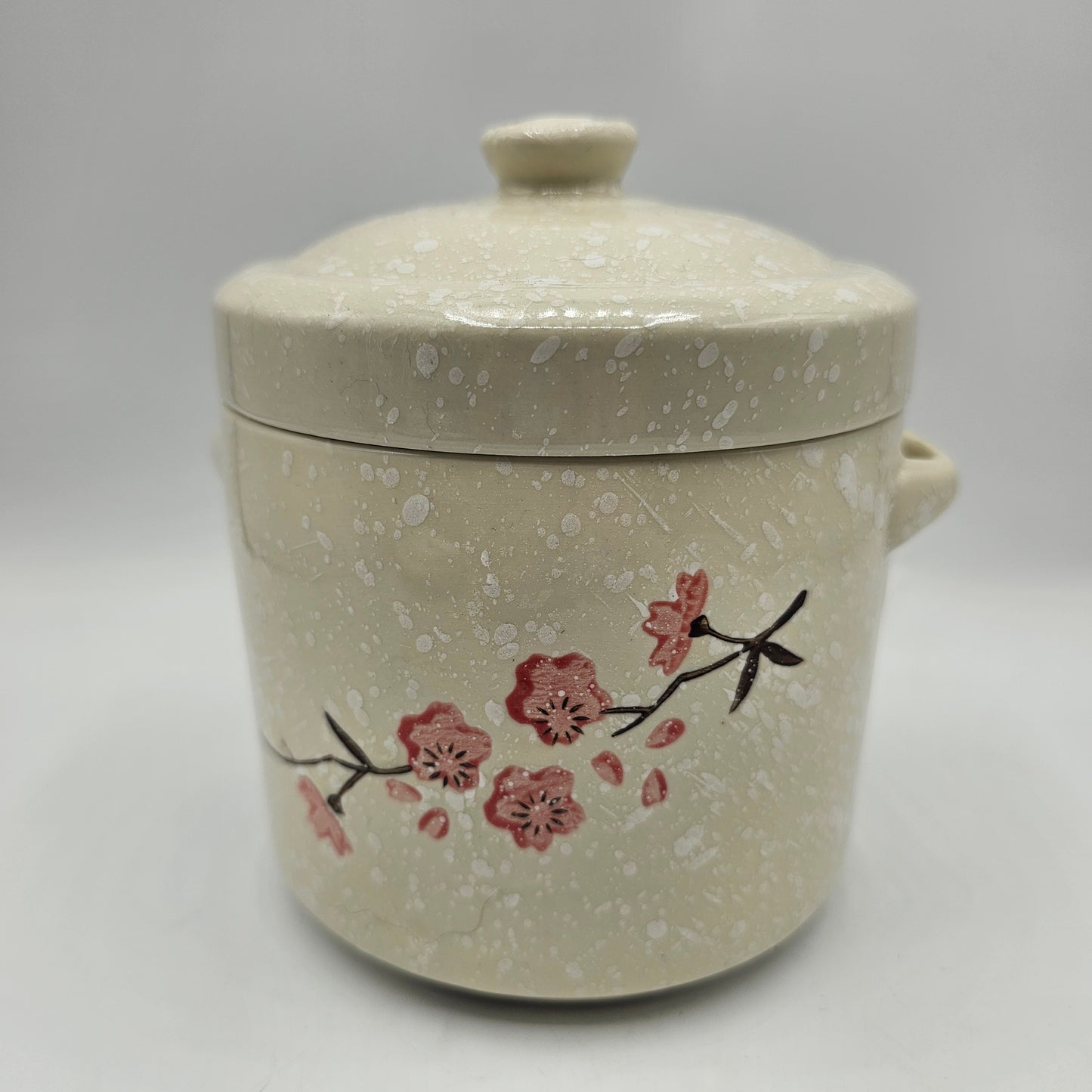 Japanese Cherry Blossom Double Lidded Steamer or Butter Crock