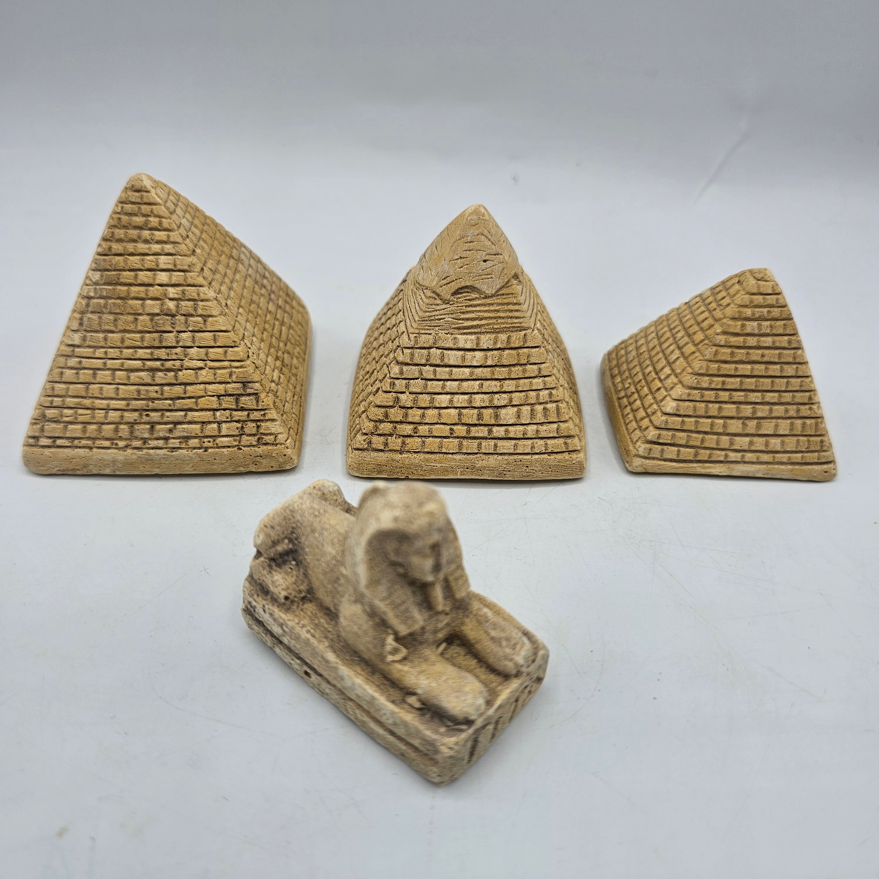 Plaster Cast 3 Pyramids and Sphynx Figurine Set – Thrifting Vegas