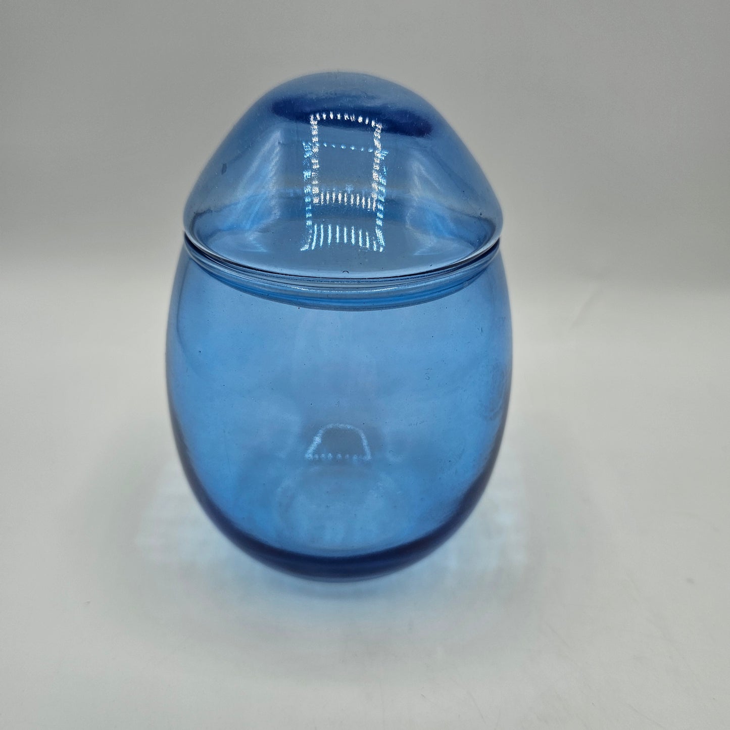 Blue Flashed Glass Easter Egg Lidded Candy Dish
