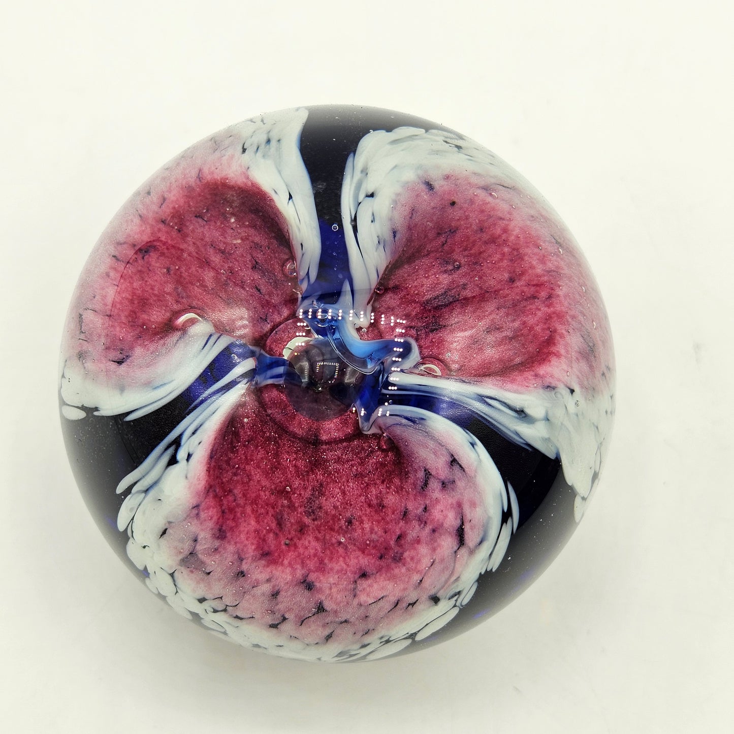 Glass Eye Studio Artisan Glass Floral Paperweight - Signed