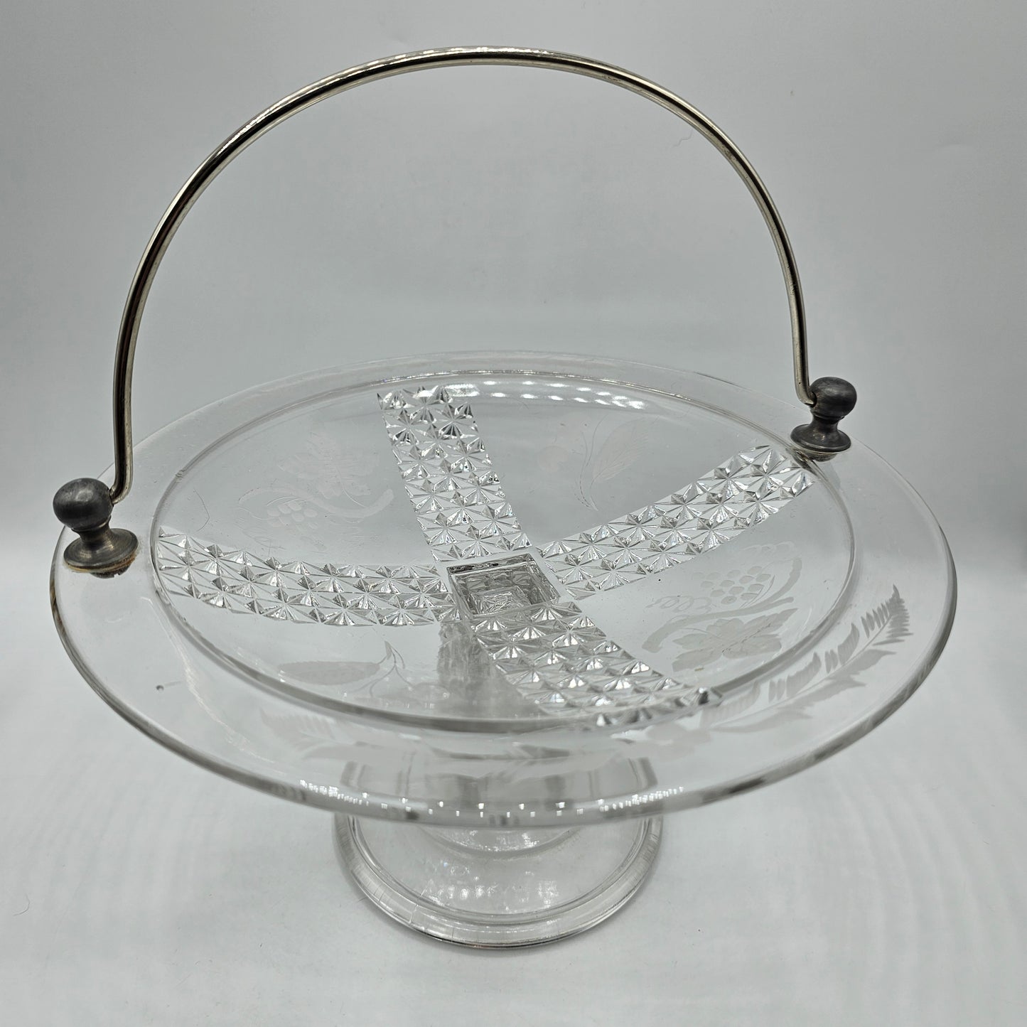 EAPG Vintage Pressed Glass Bridal basket with Handle