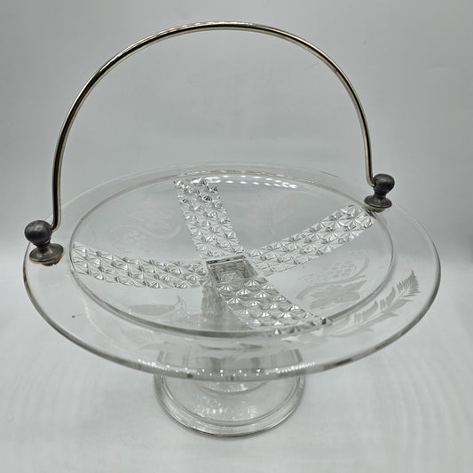 EAPG Vintage Pressed Glass Bridal basket with Handle